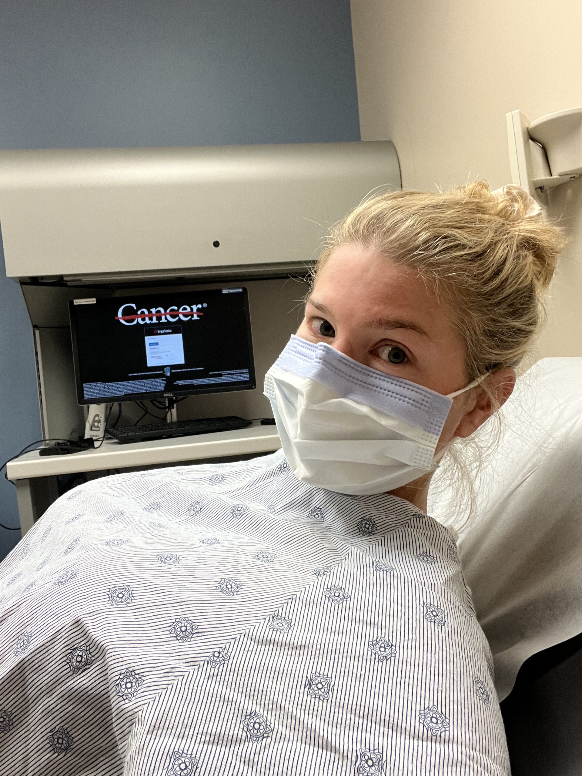 image of resilience keynote speaker Courtney Clark in the hospital cancer treatment